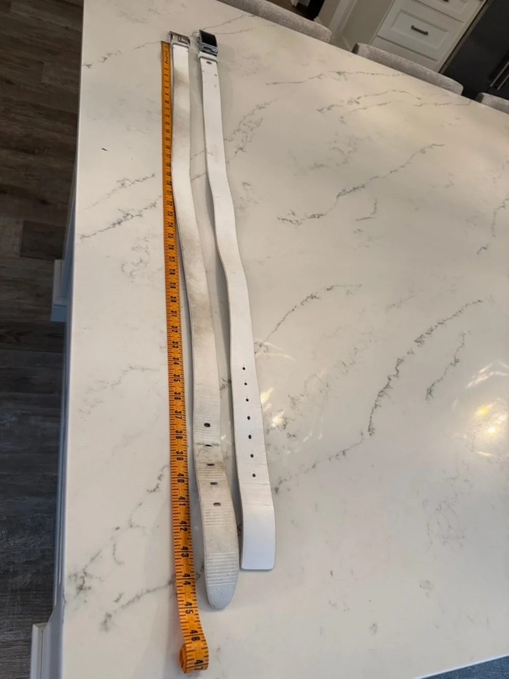 2 White Leather Belts